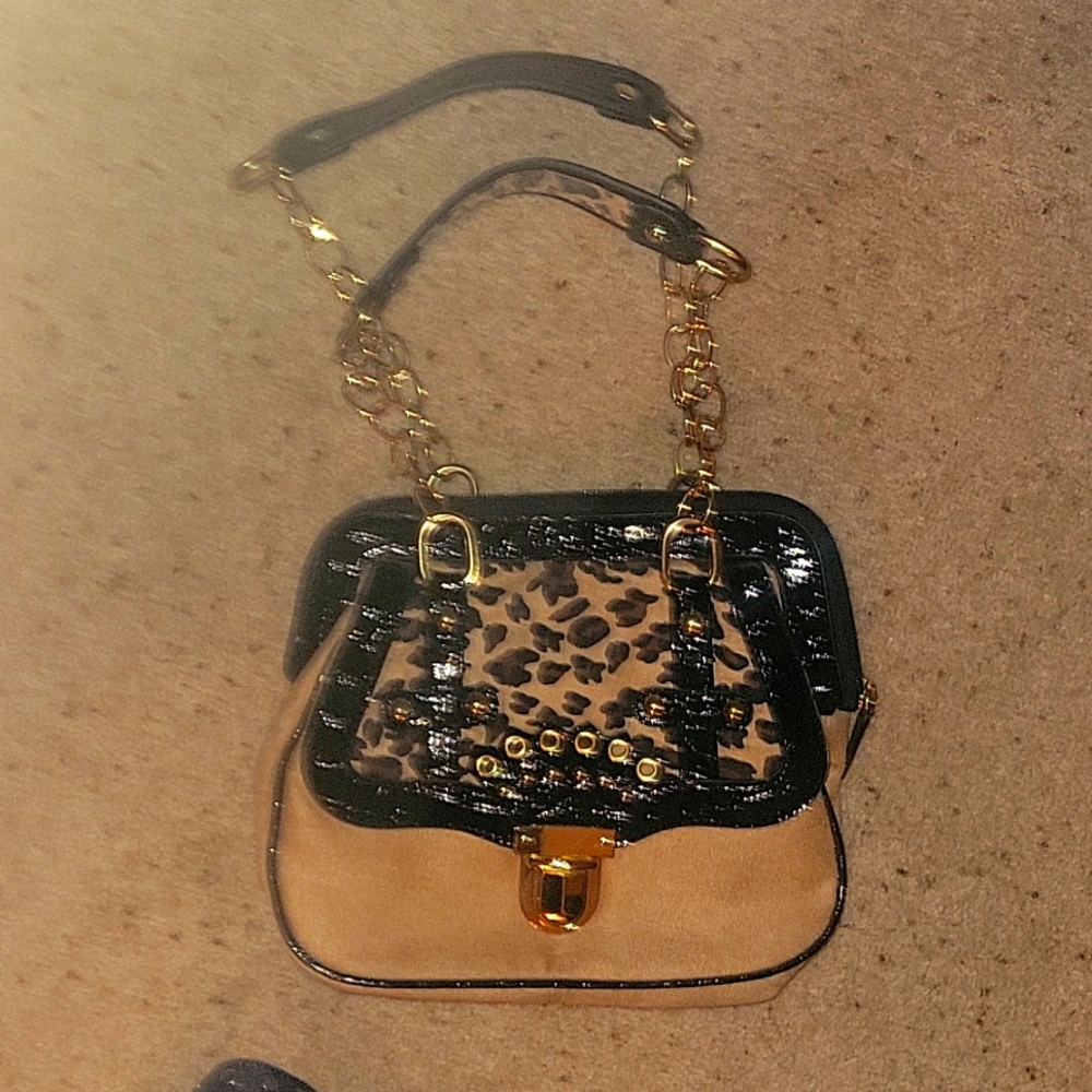 Mark purse leopard and gold